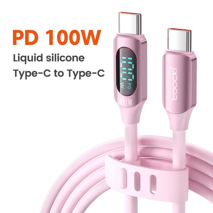 Toocki Silicone USB Type C to USB C Cable PD 100W Fast Charge  for Macbook Samsung Huawei Xiaomi Type C to Type C Cable Display