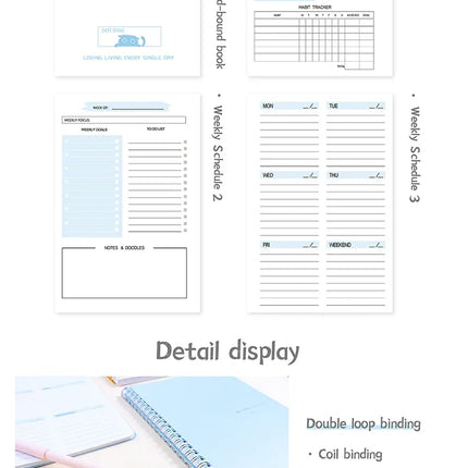 Planner Schedule Agenda Efficiency Notebook Daily Weekly Monthly Diary Journal for Students School Office Stationery Supplies