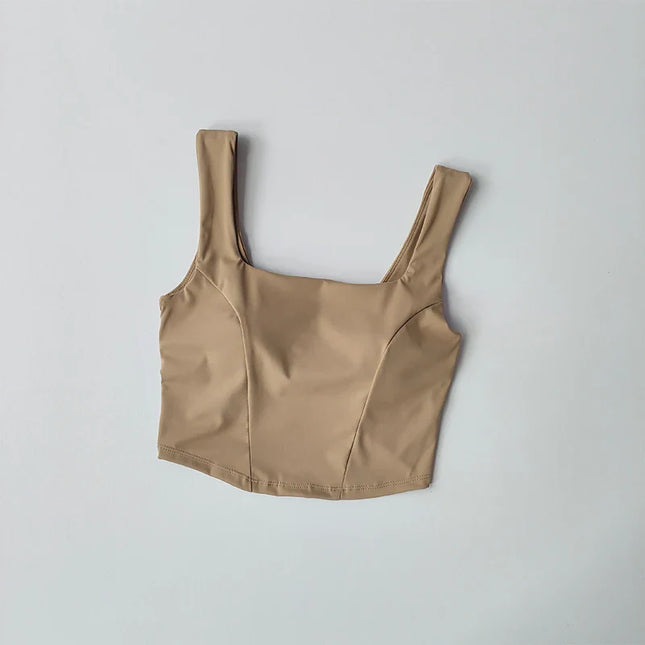 One-piece Cup Cross Back Sports Bra Women's Shockproof Tank Top Running Fitness Bra Quick Drying Breathable Yoga Bra