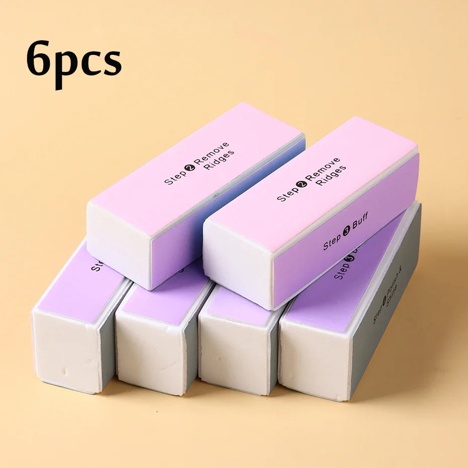 4 Sides Sponge Nail Buffers Colorful Sanding Buffing Block Grinding Polishing Nail File 4 Sided Professional Nail Manicure Tool
