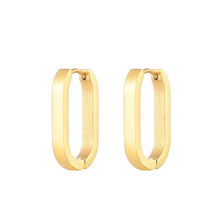 Classic Stainless Steel Hoop Earrings For Women Men Heart Star Oval Rectangle Round Triangle Gold Color Punk Hip Hop Jewelry