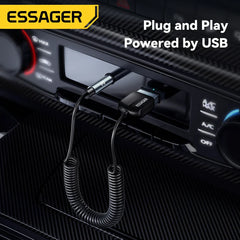 Essager USB Bluetooth 5.0 Receiver Aux Bluetooth Adapter For Car 3.5mm Jack Speaker Auto Handfree Car Audio Music Transmitter