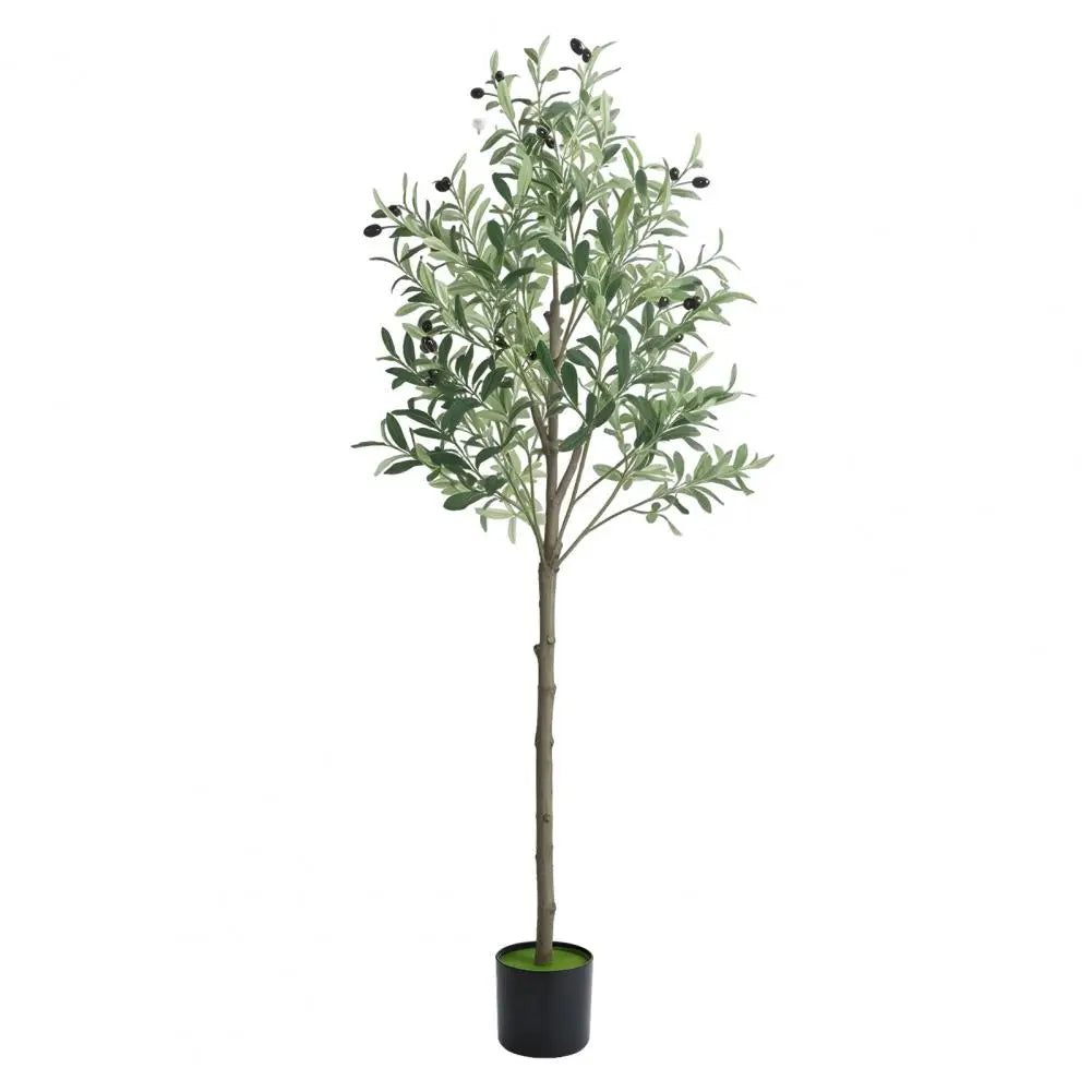 5FT Large Artificial Faux Olive Tree Fake Potted Olive Silk Tree Green Leafs Big Tree Branch For Home Office Party Outdoor Decor