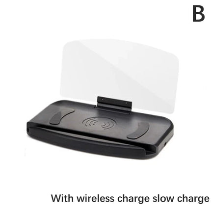 Mobile Phone Holder HUD Car Navigation Projector Head-up Display QI Wireless Charger Car Holder