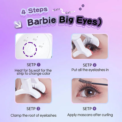 GECOMO Frameless Heated Eyelash Curler Intelligent Temperature Control Rechargeable Eyelash Long-lasting Curling Device