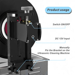 6.5L Vinyl Record Ultrasonic Cleaner with Bracket(Set) for Wash LP 12 Inch Records Label Saver Aluminum CNC Made 220V EU Plug