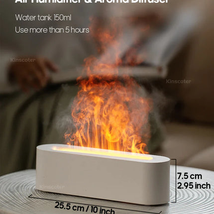 KINSCOTER RGB Flame Aroma Diffuser Air Humidifier Ultrasonic Cool Mist Maker Fogger LED Essential Oil Fire LED Lamp Difusor Gift