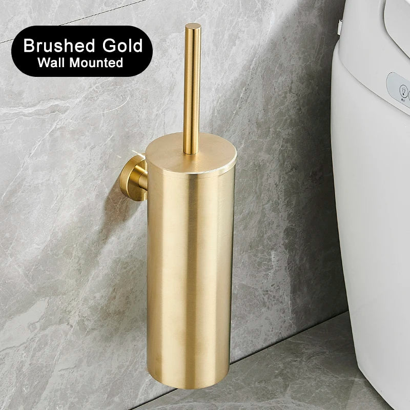 Stainless Steel Bathroom Toilet Brush Holder Accessories Black Toilet Brush Wall Mounted WC Cleaner Brush FR07