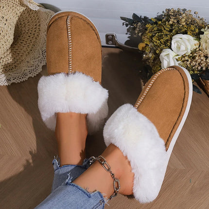 Furry Home Slippers Women 2024 Winter Designer Shoes Ladies Flats Casual Warm Plush House Fur Slides Couple Footwear Large Size