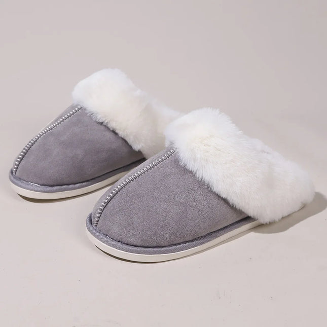 Furry Home Slippers Women 2024 Winter Designer Shoes Ladies Flats Casual Warm Plush House Fur Slides Couple Footwear Large Size