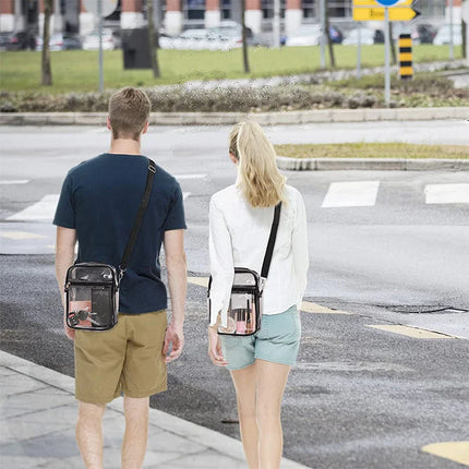 Clear Crossbody Bag Thickened PVC Stadium Approved Purse Bag for Concerts Sports Events Transparent Unisex Shoulder Messenger