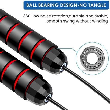 With Ball Bearings Adjustable Tangle-Free Speed Wire Jump Rope Workout with Foam Handles for Fitness Home Workouts and Slim Body