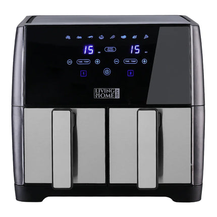 KOMORE 8L 1700W Touch Screen Dual Basket Air Fryer 80°C-200°C Adjustable Temperature & 30min Timer Setting &Automatic Shutoff