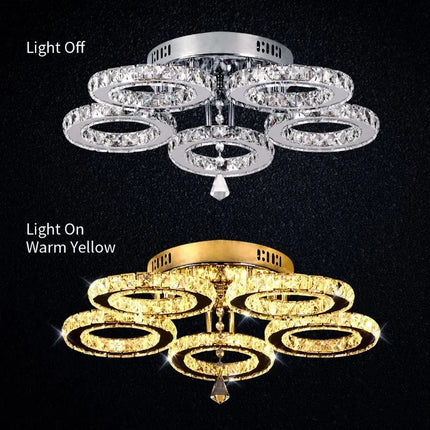 Modern K9 Crystal Led Rings Ceiling Lamp Chandelier Pendant Light Dimmable Luminaire Bedroom Living Dining Room Decor Fixture