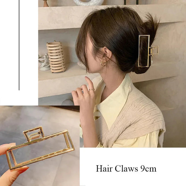 Fashion Metal Hair Claw For Women Gold Silver Color Cross Crab Hair Clip Korean Elegant Geometric Hairpin Girl Hair Accessories