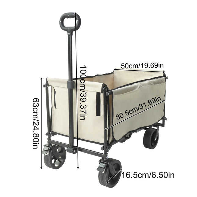 Camping Trolly Cart on Wheels 122L Folding Wagon Portable Beach Cart Collapsible for Outdoor Garden Picnic Shopping Fishing