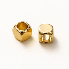 50pcs/lot 2-5mm 14K/18K Real Gold Plated Brass Square Spacer Loose Beads for DIY Jewelry Making Beads Accessories Findings