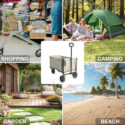 Camping Trolly Cart on Wheels 122L Folding Wagon Portable Beach Cart Collapsible for Outdoor Garden Picnic Shopping Fishing