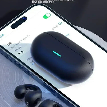 NEW Bluetooth 5.3 Wireless Bone Conduction Headphones T75 Clip Ear Music Noise Canceling Headset HD Call Sports Gaming Earphone