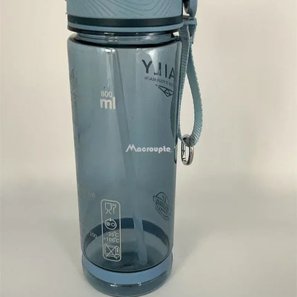 800ml Sports Water Bottle with straw For Camping Hiking Outdoor Plastic Transparent BPA Free Bottle For men Drinkware