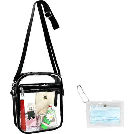 Clear Crossbody Bag Thickened PVC Stadium Approved Purse Bag for Concerts Sports Events Transparent Unisex Shoulder Messenger