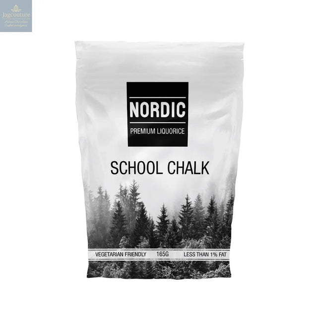 School chalk premium mint liquorice in crisp mint shell in sachet bag - vegetarian friendly