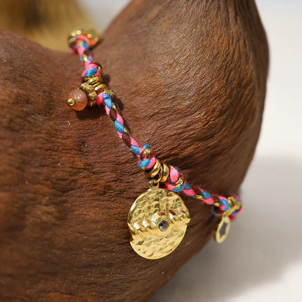 WILD & FREE Vintage Stainless Steel Charms Necklaces for Women Boho Pink Blue Rope Chains Bracelets Trendy Jewelry Sets