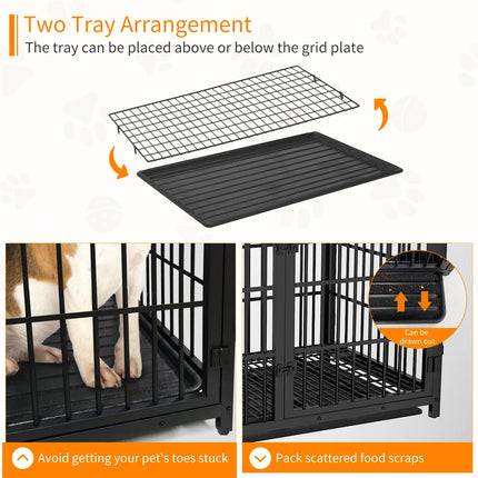 Furniture Style Dog Cage XXL Wooden Pet Kennel End Side Table with Tray and 3 Doors for Medium to Large Dogs