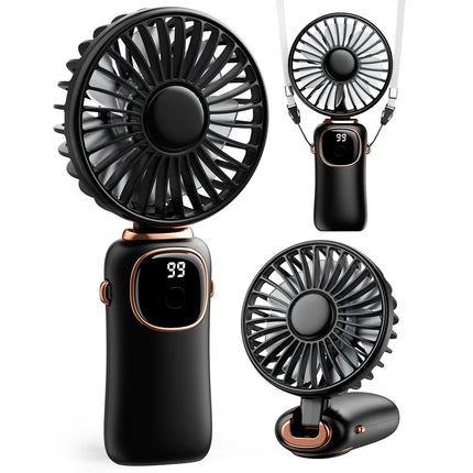 coldsky Portable Handheld Fan 4000mAh Battery Operated Fan 5 Speed with LED Display Handheld/Neck/Desk 3 in 1 Personal Small Fan