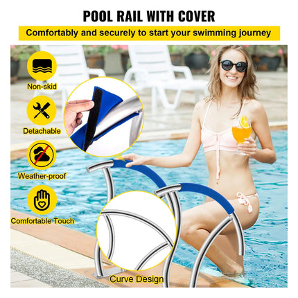 VEVOR 2 Pack 30" x 30" Swimming Pool Stair Rail 375 lbs Load Capacity w/ Quick Mount Base Plate & Complete Mounting Accessory