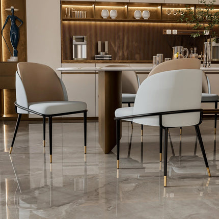 Luxurious Upholstered Dining Room Chairs Set, Microfiber Silicone Leather, 2 Colors, Kitchen Chairs