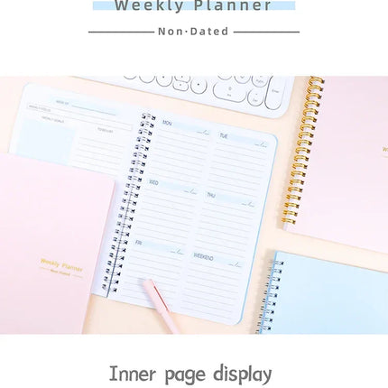 Planner Schedule Agenda Efficiency Notebook Daily Weekly Monthly Diary Journal for Students School Office Stationery Supplies