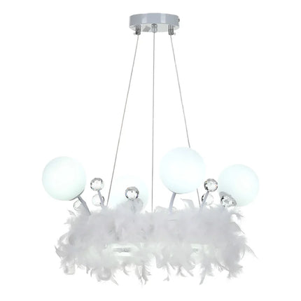 KOMORE Feather LED Pendant Light with Crystal Balls 18W 1980lm for Kitchen Living Room Hallway Entryway