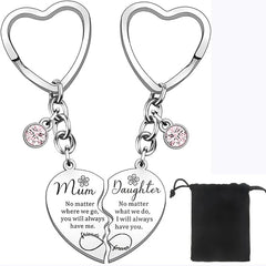 2 Pcs Mother Daughter Heart Matching Keyring Necklace Set Gifts For Mum Mothers Day Daughter Birthday Presents From Daughter