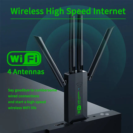 1200Mbps WiFi USB Adapter Dual Band 2.4G+5Ghz Wi-Fi Dongle 4 Antenna 802.11AC USB3.0 High-Speed Wireless Card Receiver PC/Laptop