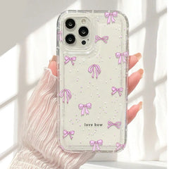Colorful Bow Print Clear Case  For iPhone 16 14 13 12 11 15 Pro Max SE XR X XS 7 8 Plus Transparent Tpu Shockproof Phone Cover