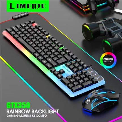 GTX350 Gaming Keyboard Mouse Combos Computer Laptop Backlight Gamer Kit LED Wired Usb Keyboard GTX350 Set-Black