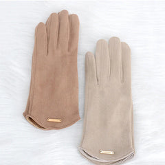 Women Autumn Winter Keep Warm Touch Screen Thin  Solid Simple Gloves Cycling Drive Suede Fabric Elegant Windproof