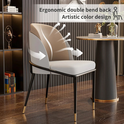 Luxurious Upholstered Dining Room Chairs Set, Microfiber Silicone Leather, 2 Colors, Kitchen Chairs