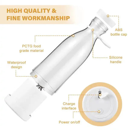 Portable electric juicer Cup Handheld 6-blade USB rechargeable Multifunctional fruit blender 380ml Mini juicer