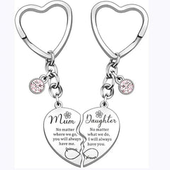 2 Pcs Mother Daughter Heart Matching Keyring Necklace Set Gifts For Mum Mothers Day Daughter Birthday Presents From Daughter