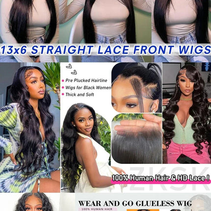 Body Wave 13x4 Lace Front Wigs Human Hair 13x6 Transparent Lace Frontal Wigs Human Hair PrePlucked 4x4 Lace Wigs For Women Bling