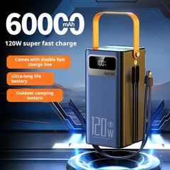 60000mAh Portable Power Bank - 120W Fast Charging Solar Generator for Camping Emergency Outdoor
