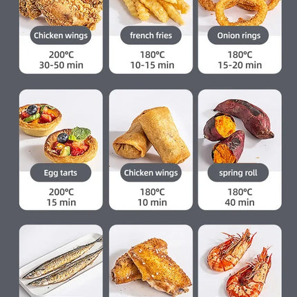 Electric Air Fryer Smart 7L Multi-function Hot Convection Oven Deep Fryer Without Oil LED Touch Control 1400W Visible Window