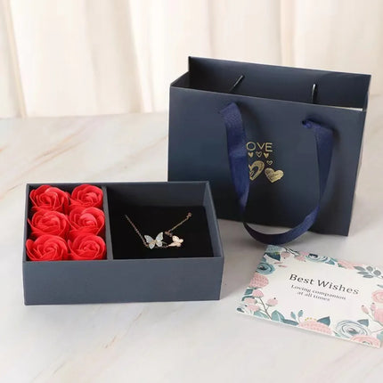 Valentine's Day Eternal Roses Gift Box Window Opening Six Rose Jewelry Gift Packaging Box Birthday Gifts Eternal Flower Ring Box