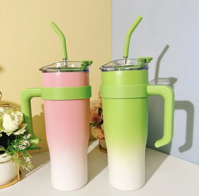 New Insulated Cup Bingba Cup 304 Stainless Steel Water Cup for Girls with Straw Large Capacity 1.2L