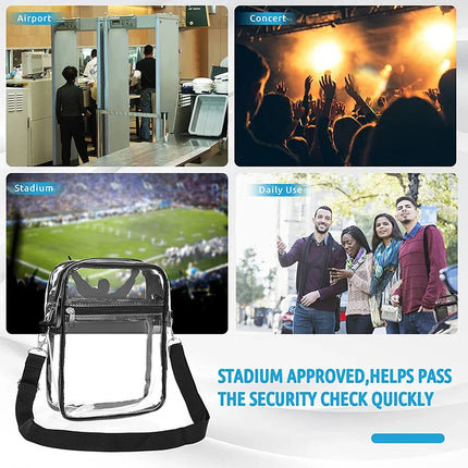 Clear Crossbody Bag Thickened PVC Stadium Approved Purse Bag for Concerts Sports Events Transparent Unisex Shoulder Messenger