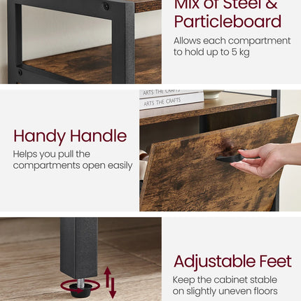 VASAGLE Shoe cabinet, high shoe storage cabinet with 3 folding doors, in the hallway for 12-18 pairs of shoes, space saving