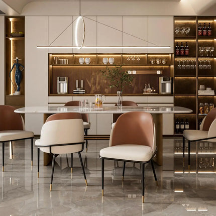 Luxurious Upholstered Dining Room Chairs Set, Microfiber Silicone Leather, 2 Colors, Kitchen Chairs
