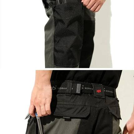 Cargo Pants Men Workwear Multi-Pocket Outdoor Hiking Joggers Pants Work Trousers Men with Wear resistant multi pocket Knee Pads